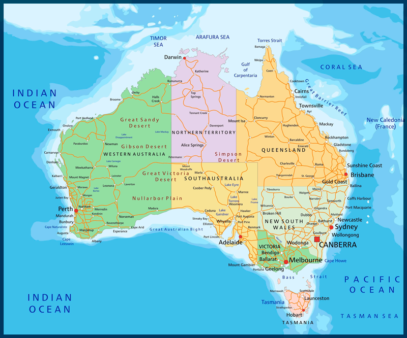 Map rug political map of australia - TenStickers