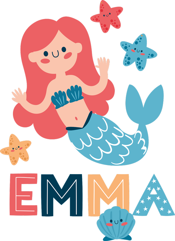 Kids carpet colorful mermaid with name - TenStickers