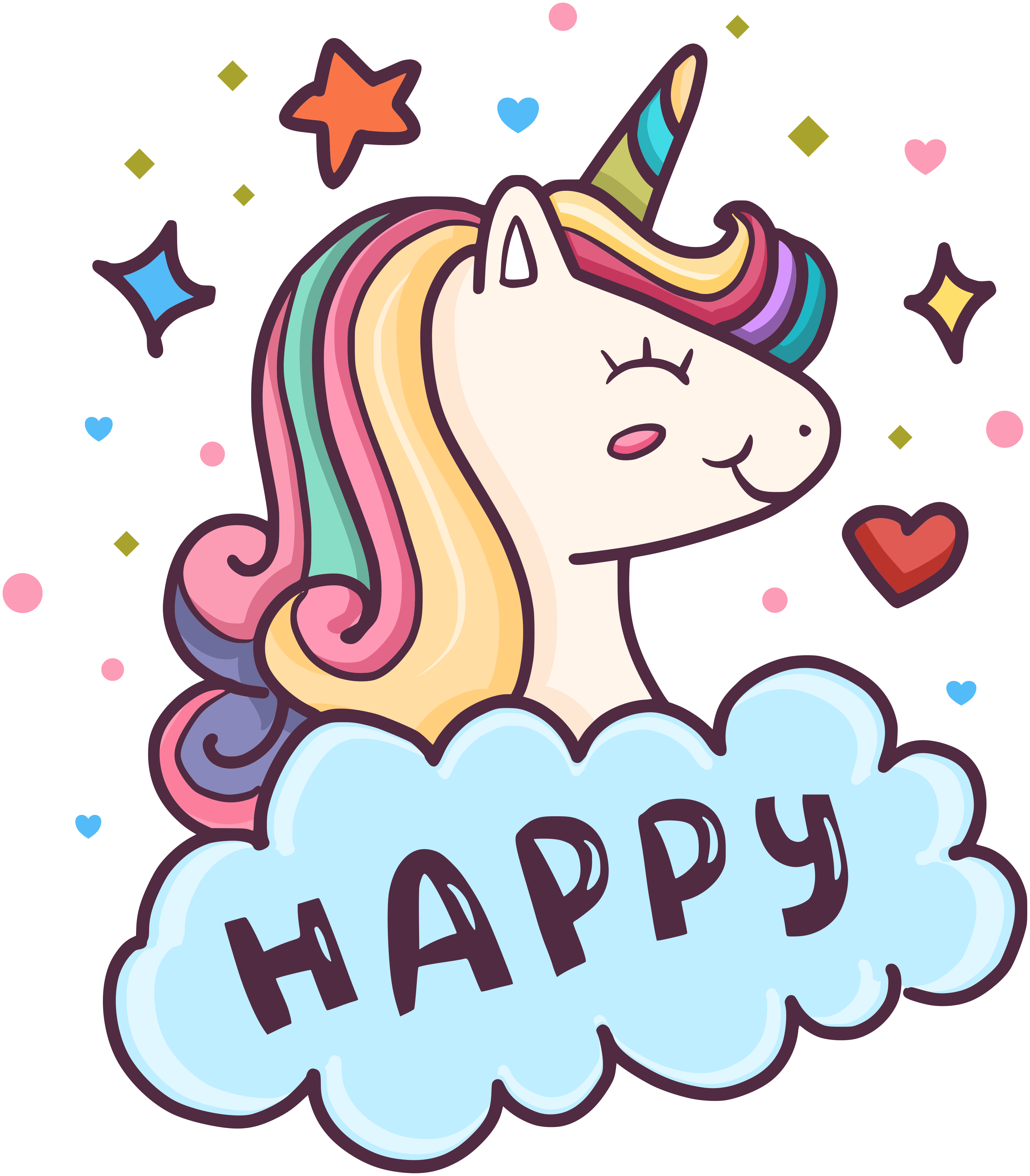 Kids carpet unicorn head in the cloud - TenStickers