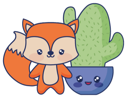Kids carpet anime cactus and fox design - TenStickers