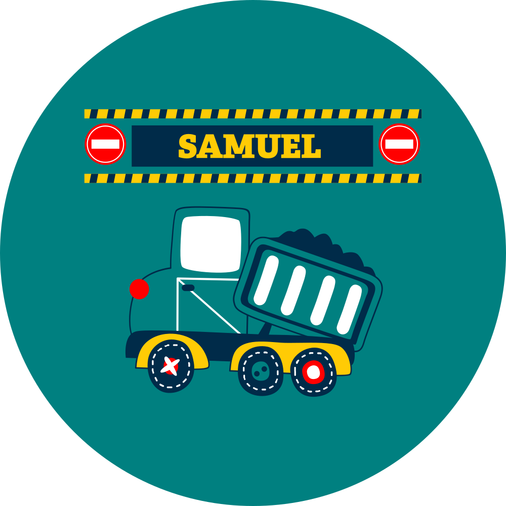 Kids carpet personalised construction truck design - TenStickers