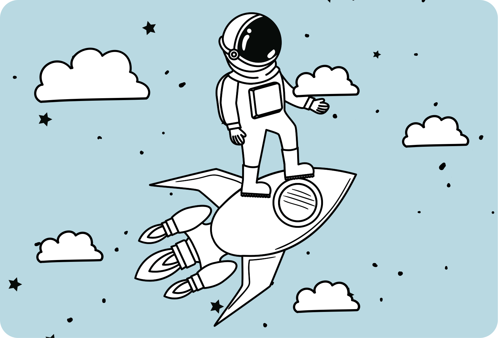 Kids carpet rocket astronaut and stars design - TenStickers
