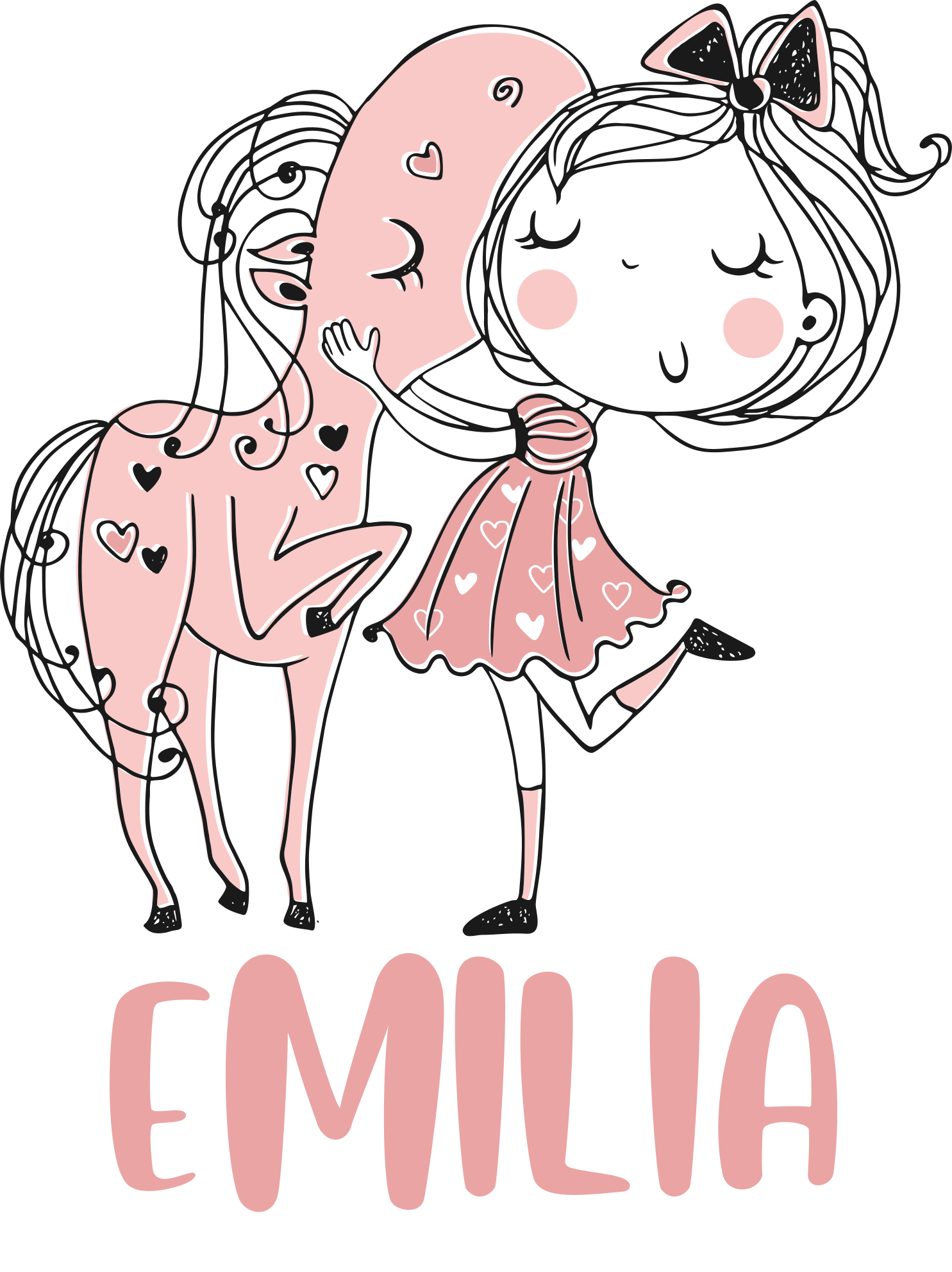 Kids carpet princess in a pink dress with a horse - TenStickers