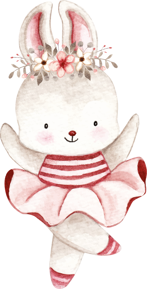 Kids carpet rabbit ballerina in roses - TenStickers