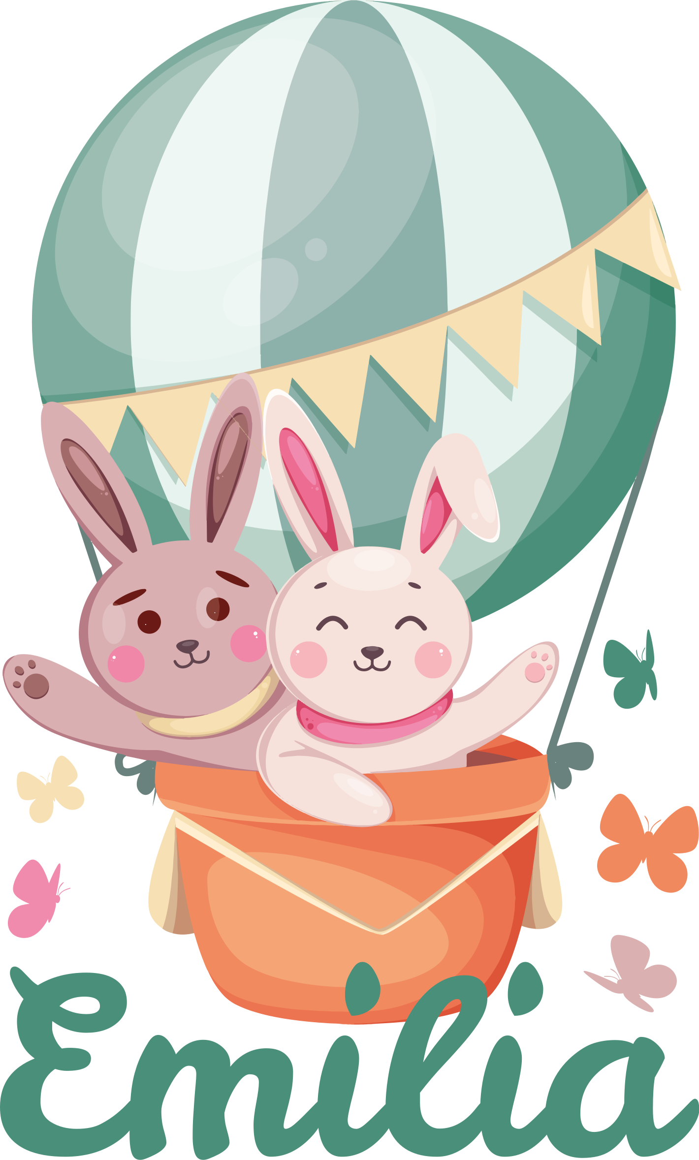 Kids carpet custom bunnies in balloons - TenStickers