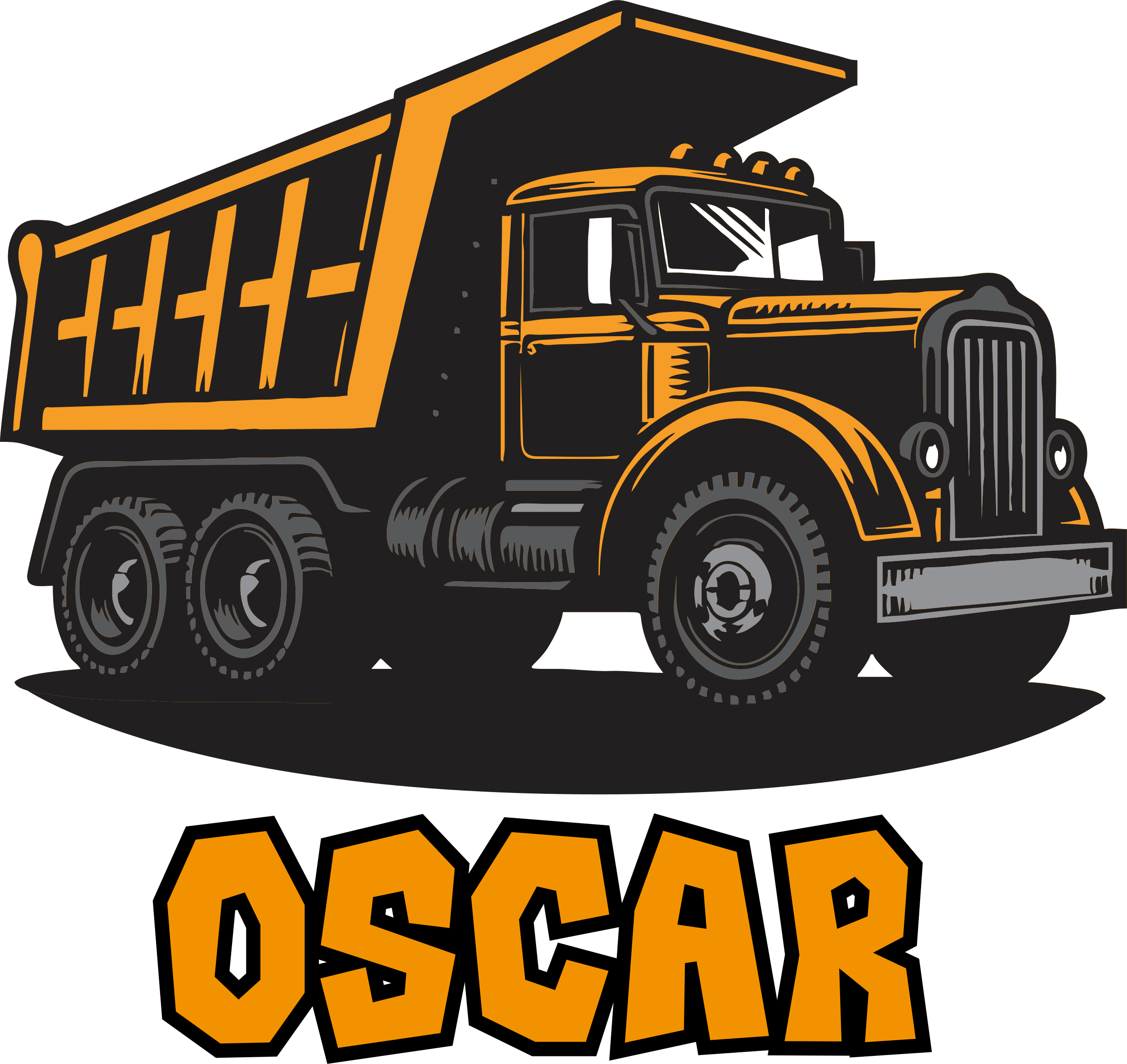 Kids carpet personalized orange construction truck - TenStickers