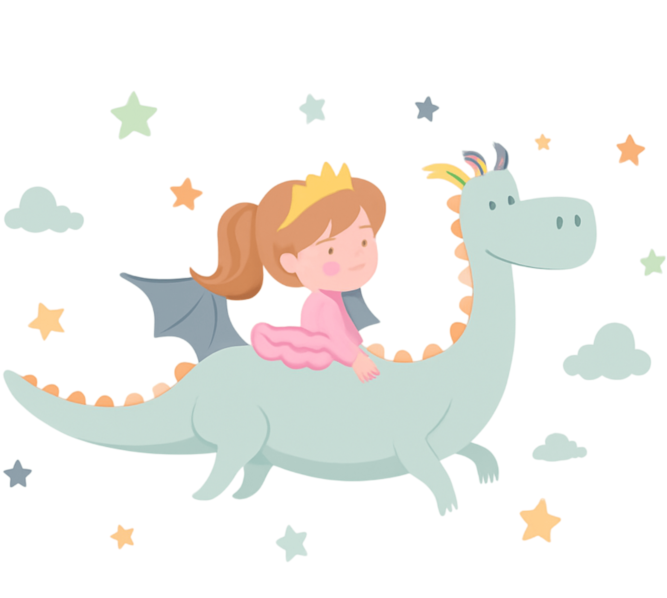 Kids carpet princess riding a dragon - TenStickers