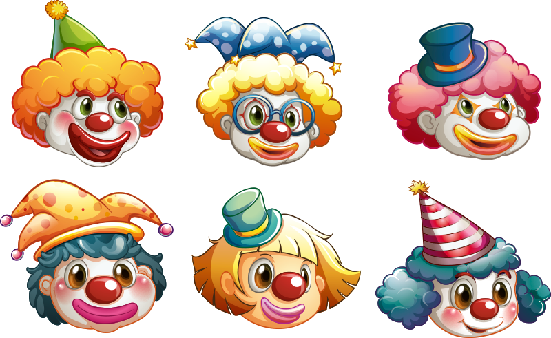 Kids carpet colorful clown faces - TenStickers