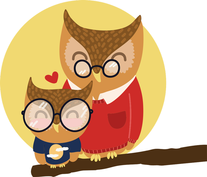 Kids carpet son and father owl design - TenStickers