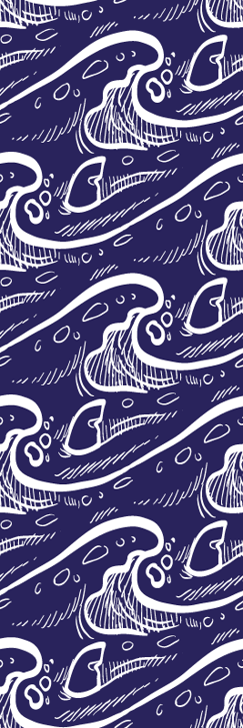 Bathroom mat with blue wave pattern design - TenStickers