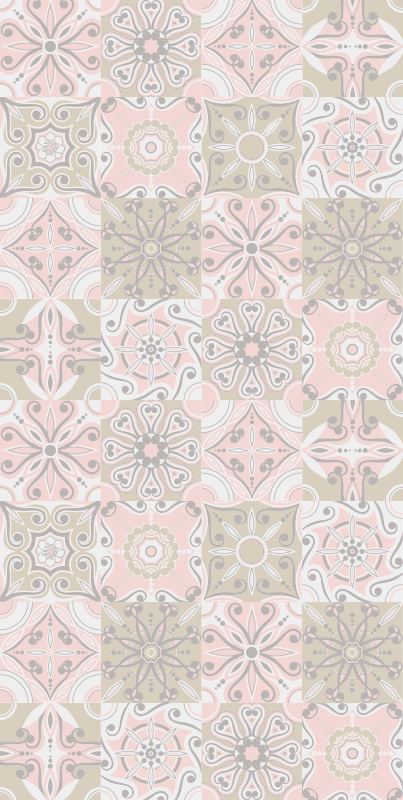 Pink and grey tile bathroom mat - TenStickers