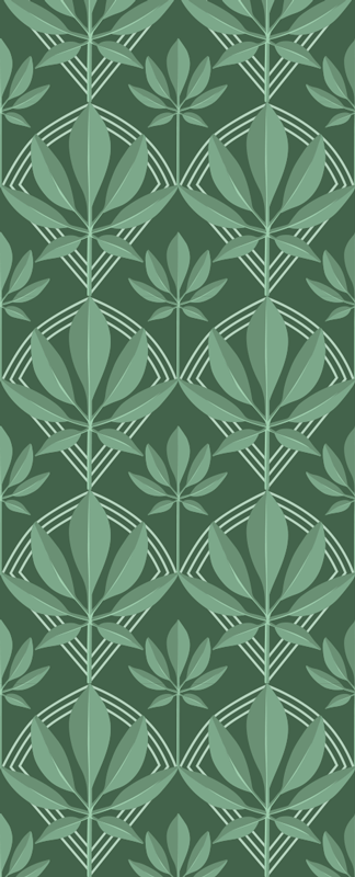 Bathroom mat in art deco small bottle green leaves - TenStickers