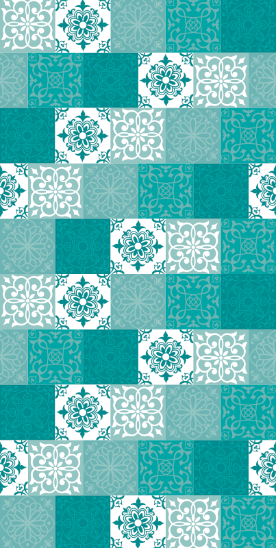 Turquoise tile bathroom mat - TenStickers