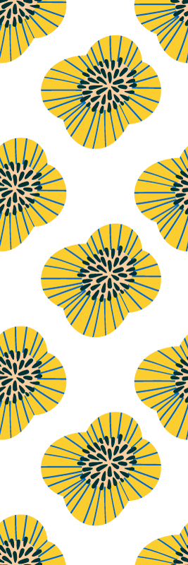 Bathroom mat with big blue and yellow flower pattern - TenStickers