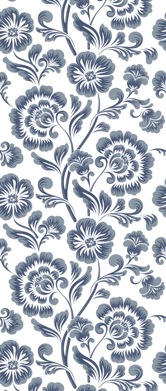 Bathroom mat with blue flowers on white background - TenStickers