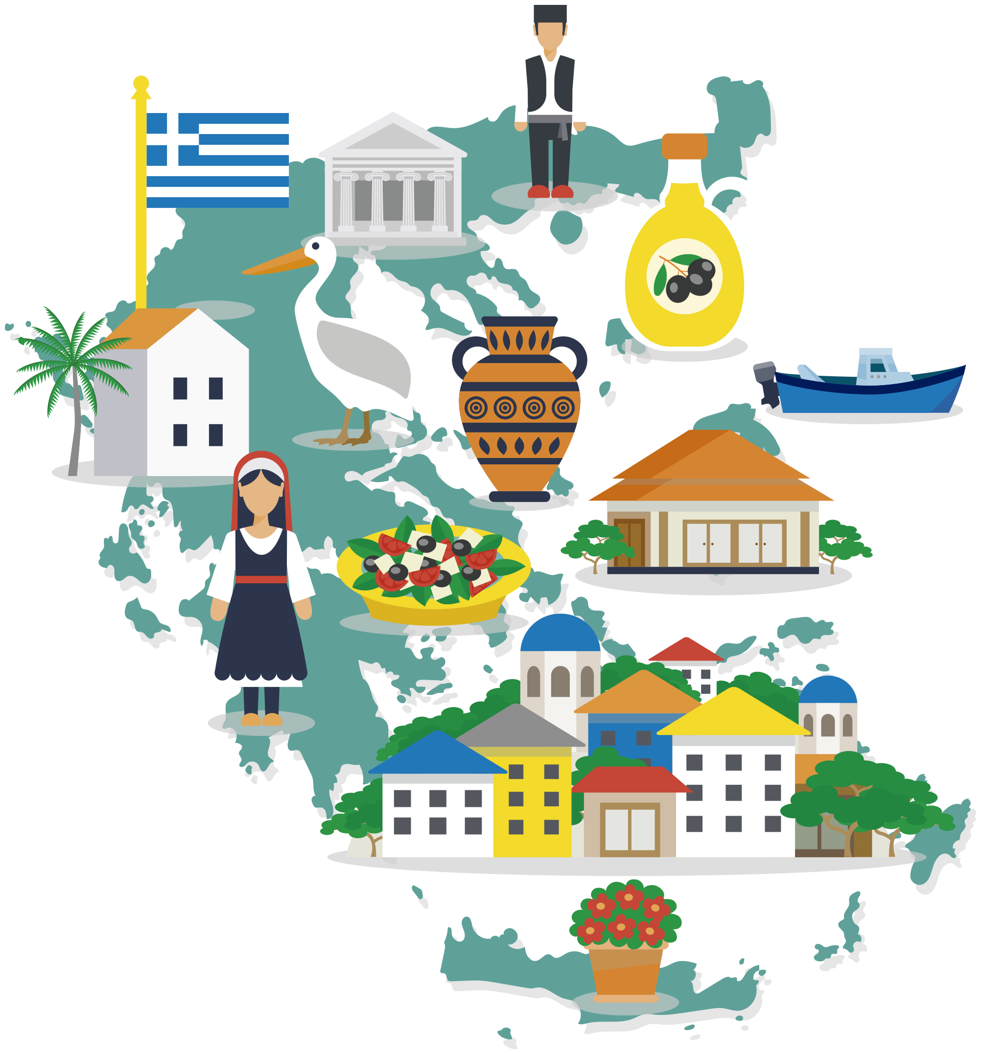 Map rug greece and islands illustration map - TenStickers
