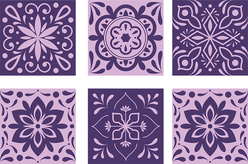 Bathroom mat with purple floral design - TenStickers