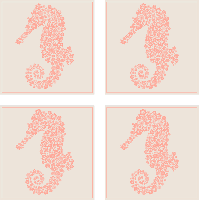Floral sea horse bathroom mat - TenStickers