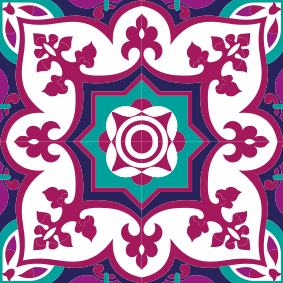 Pink moroccan tile pattern bathroom mat - TenStickers