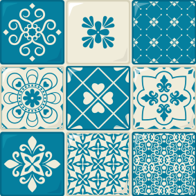 Gray and blue pattern bathroom mat - TenStickers