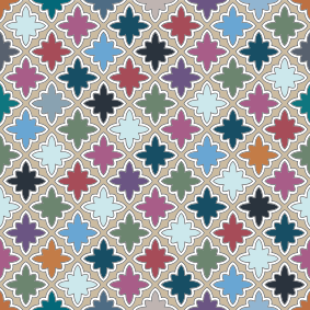 Colorful vintage irregular tile pattern bathroom mat - TenStickers