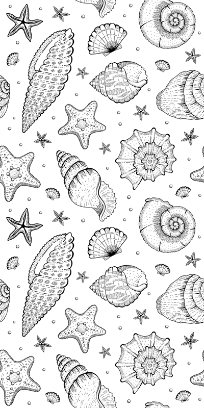Marine life and seashells bathroom mat - TenStickers