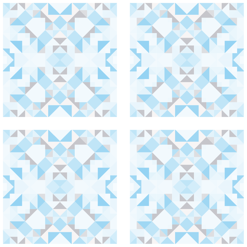 Bathroom mat vintage blue grey tiles sticker - TenStickers
