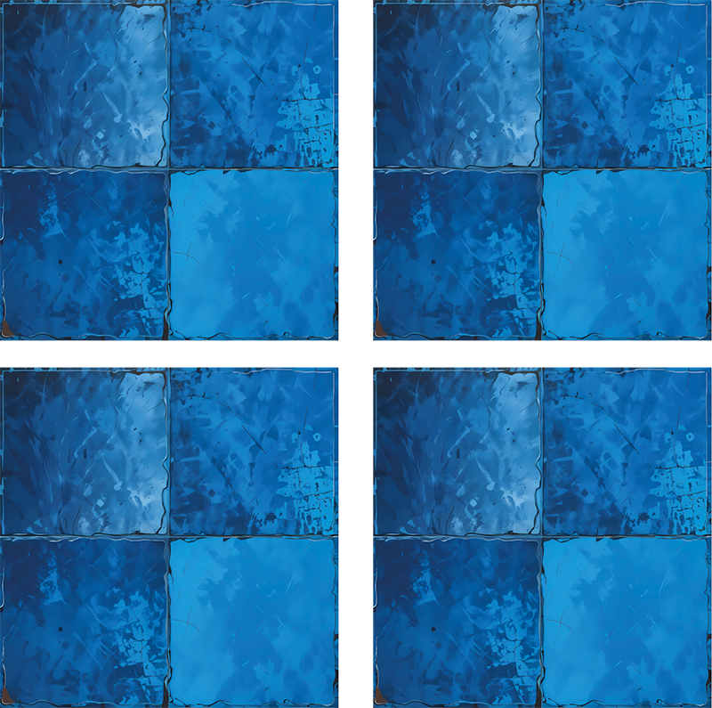 Marine blue square motif bathroom mat - TenStickers