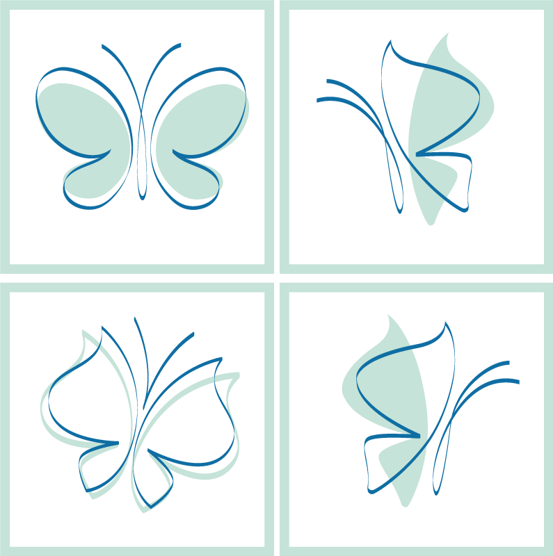 Bathroom mat with silhouetted tile butterflies - TenStickers