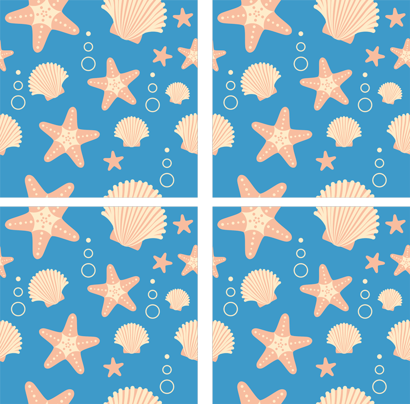 Bathroom mat with fish and shells under sea design - TenStickers