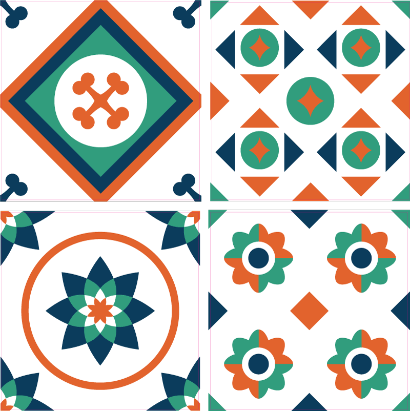 Bathroom mat with geometric tile design - TenStickers