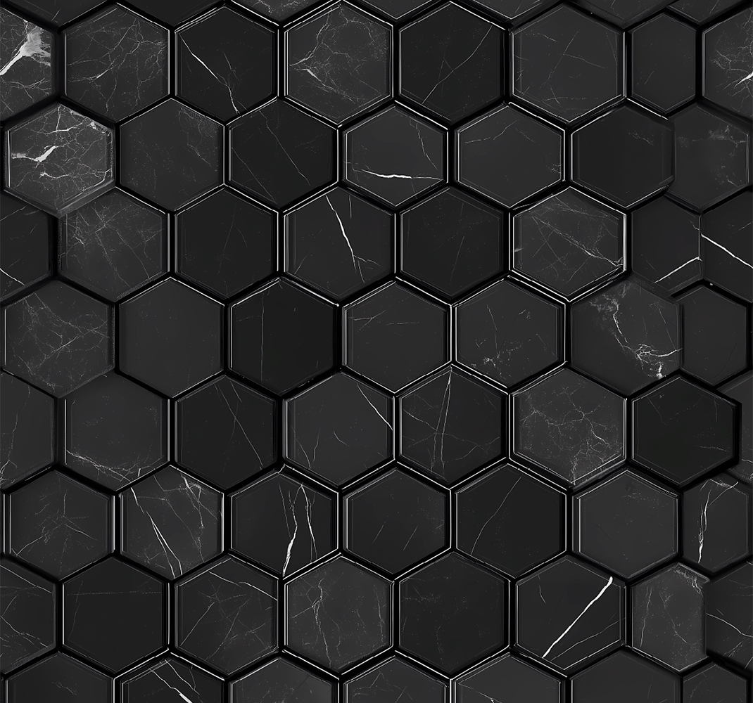 Bathroom mat in black hexagon design - TenStickers