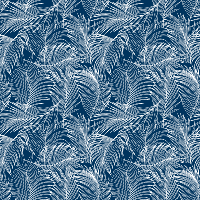 Kitchen vinyl mat blue leaves with white outline - TenStickers