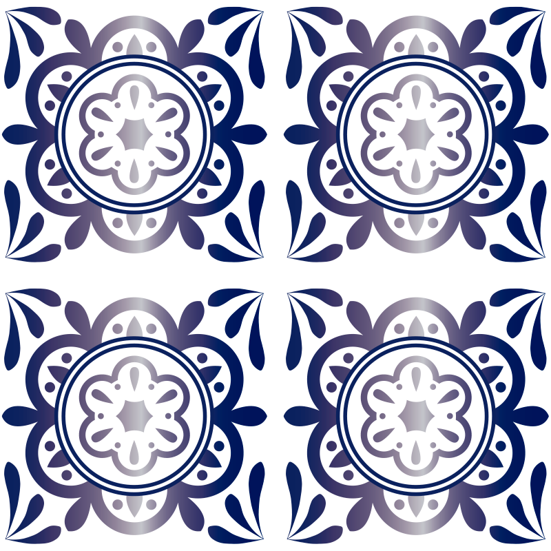 Kitchen vinyl mat in antique blue spanish tile - TenStickers