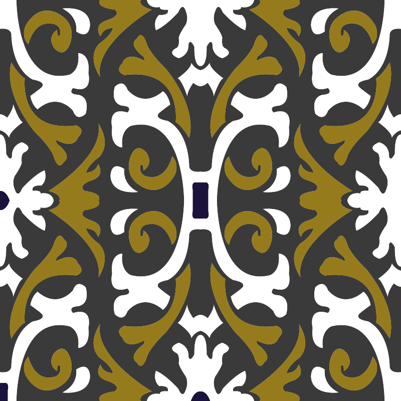 Kitchen vinyl mat in vintage beige floral tiles - TenStickers