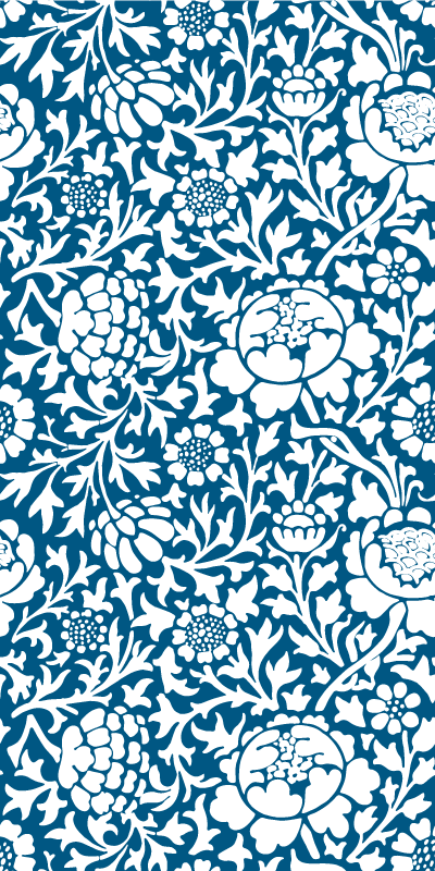 Kitchen vinyl mat in marine blue floral design - TenStickers