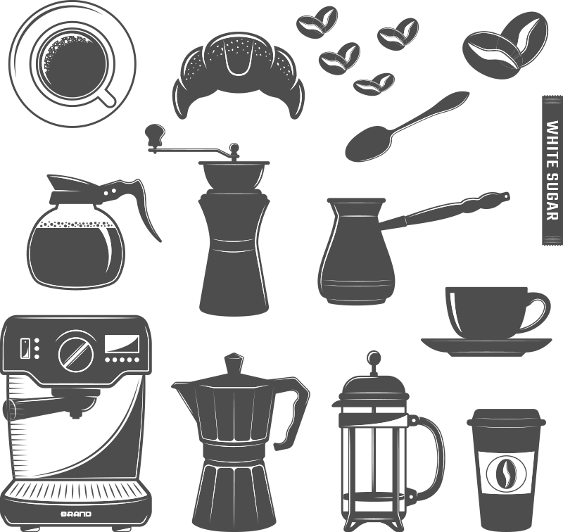 Kitchen vinyl mat coffee set design - TenStickers