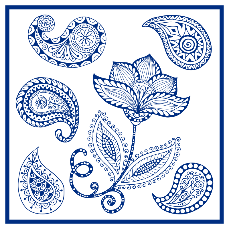 Kitchen vinyl mat with paisley and flowers design - TenStickers