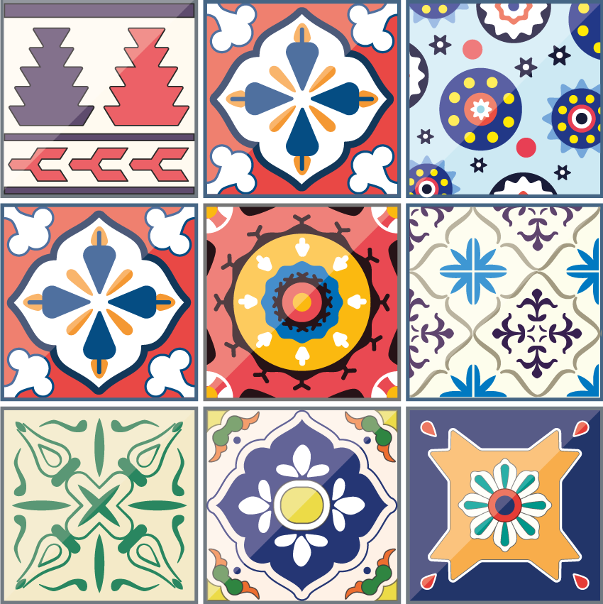 Colorful decorative tile kitchen vinyl mat - TenStickers