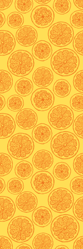 Kitchen vinyl mat with orange hand-drawn pattern - TenStickers