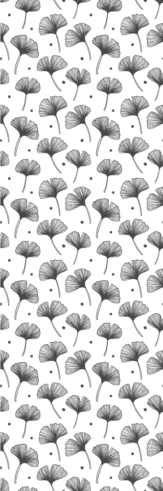 Kitchen vinyl mat with white ginkgo leaf pattern - TenStickers