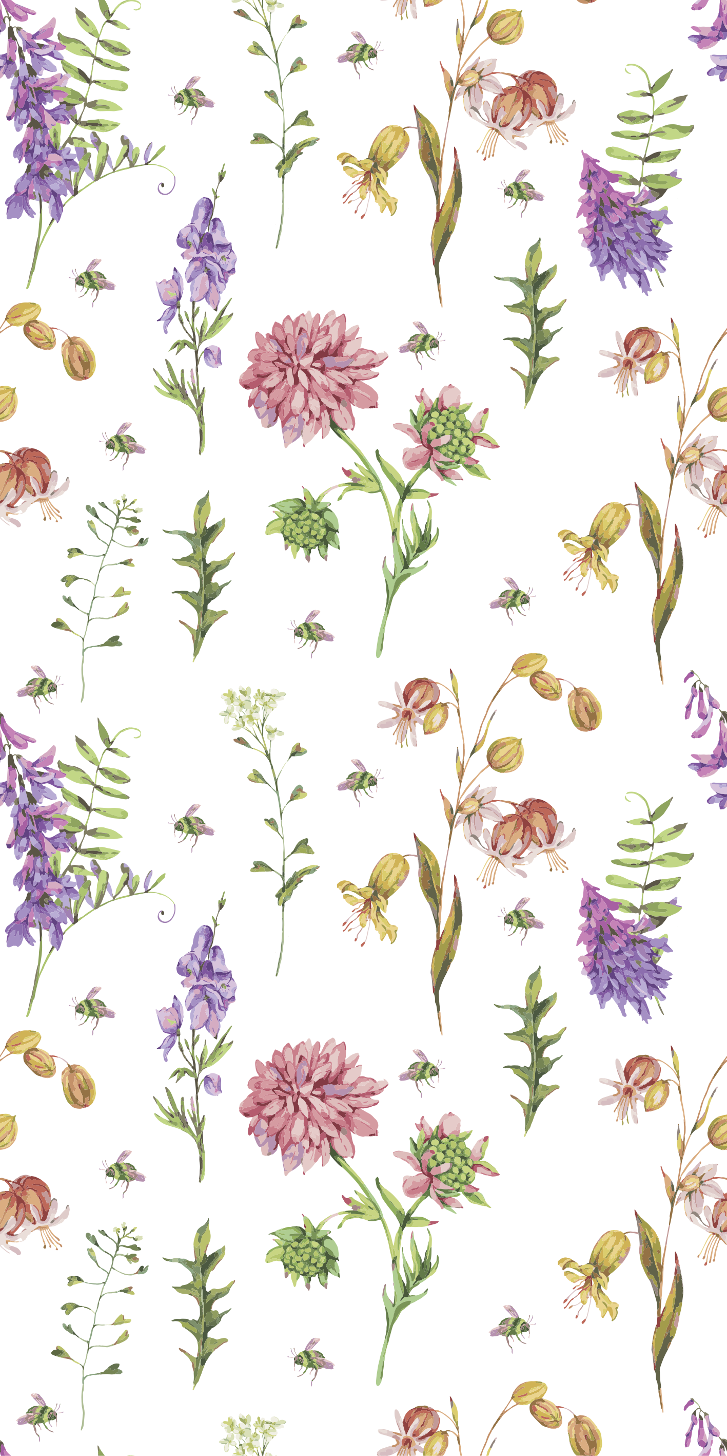 Kitchen vinyl mat with multicolor minimalist flowers - TenStickers