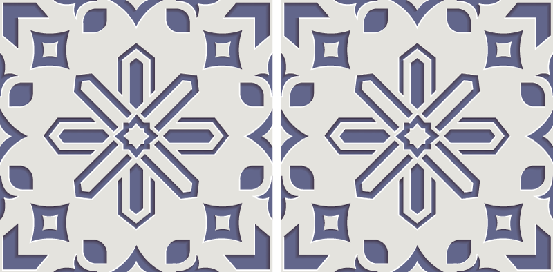 Kitchen vinyl mat with cute blue and white tile design - TenStickers
