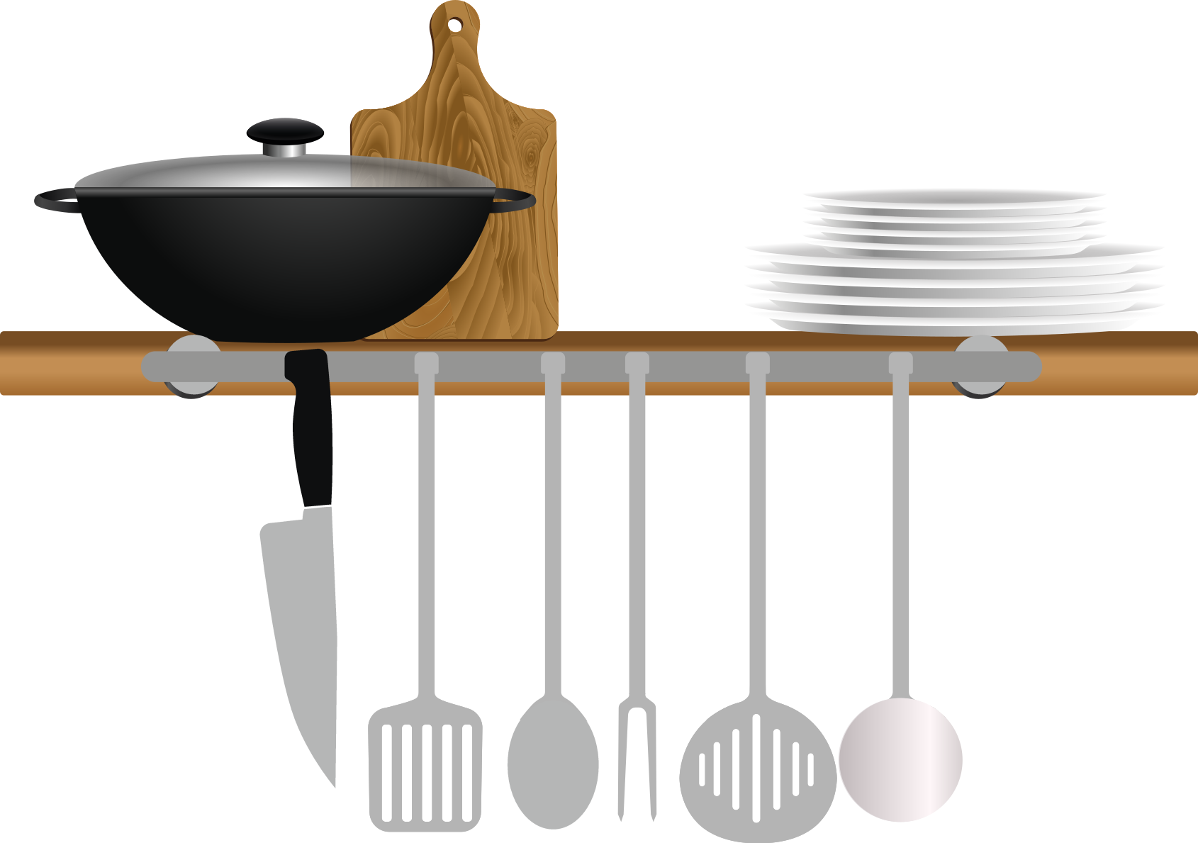Kitchen vinyl mat dish drying rack with bowls - TenStickers