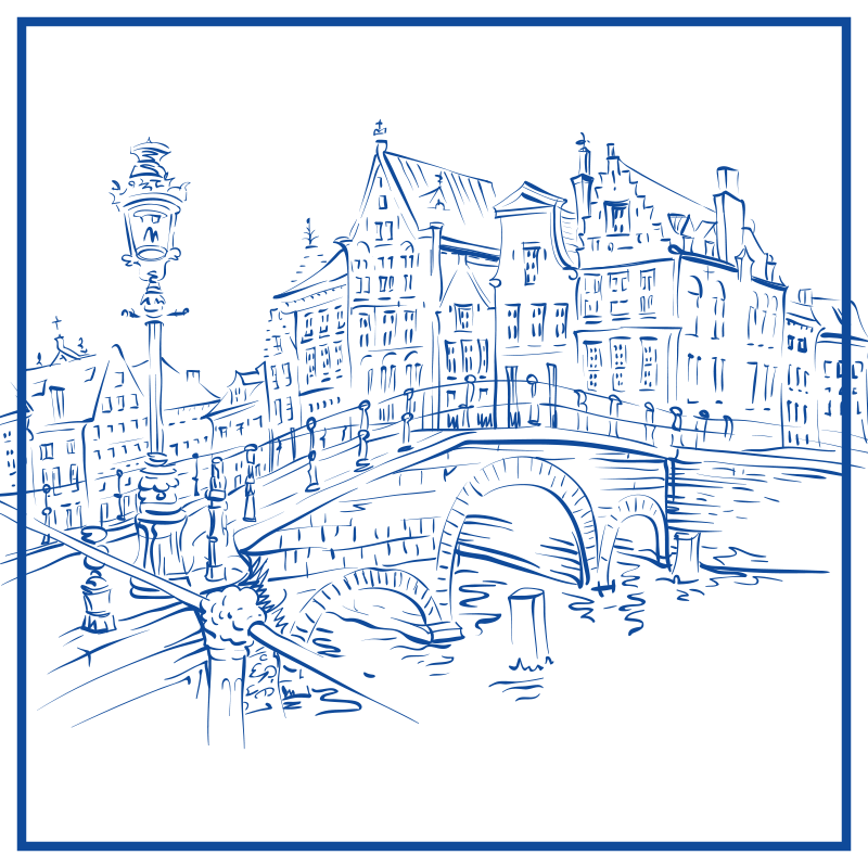 Kitchen vinyl mat delfts blue canal houses - TenStickers