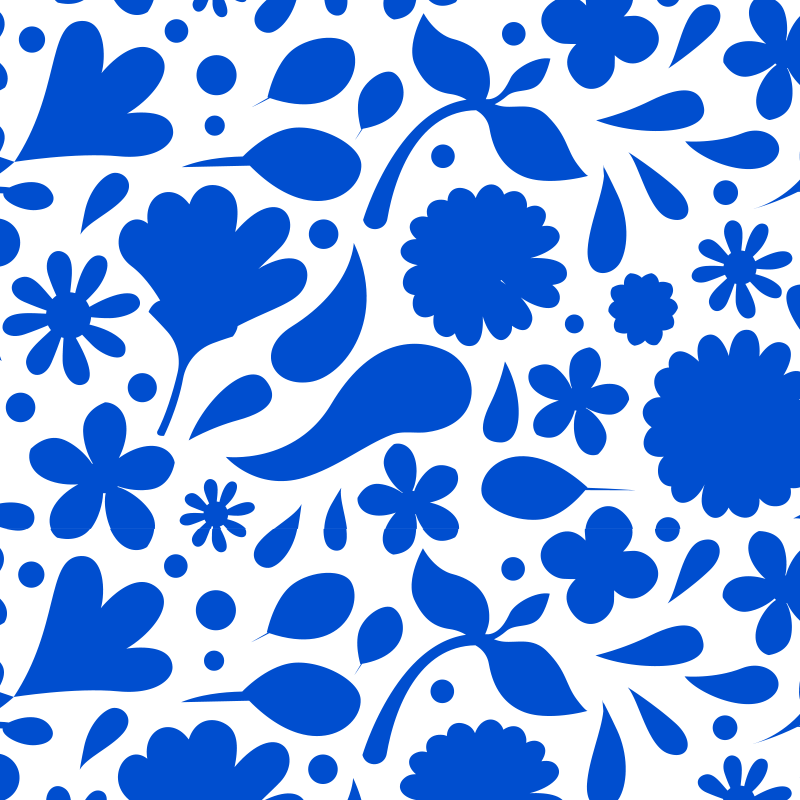 Delft blue floral kitchen vinyl mat - TenStickers