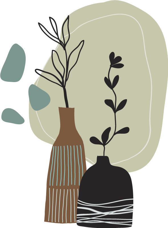 Kitchen vinyl mat with colorful leaves in vase - TenStickers