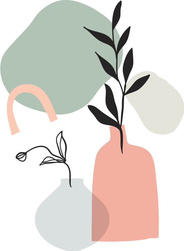 Kitchen vinyl mat with minimalist colorful leaves - TenStickers