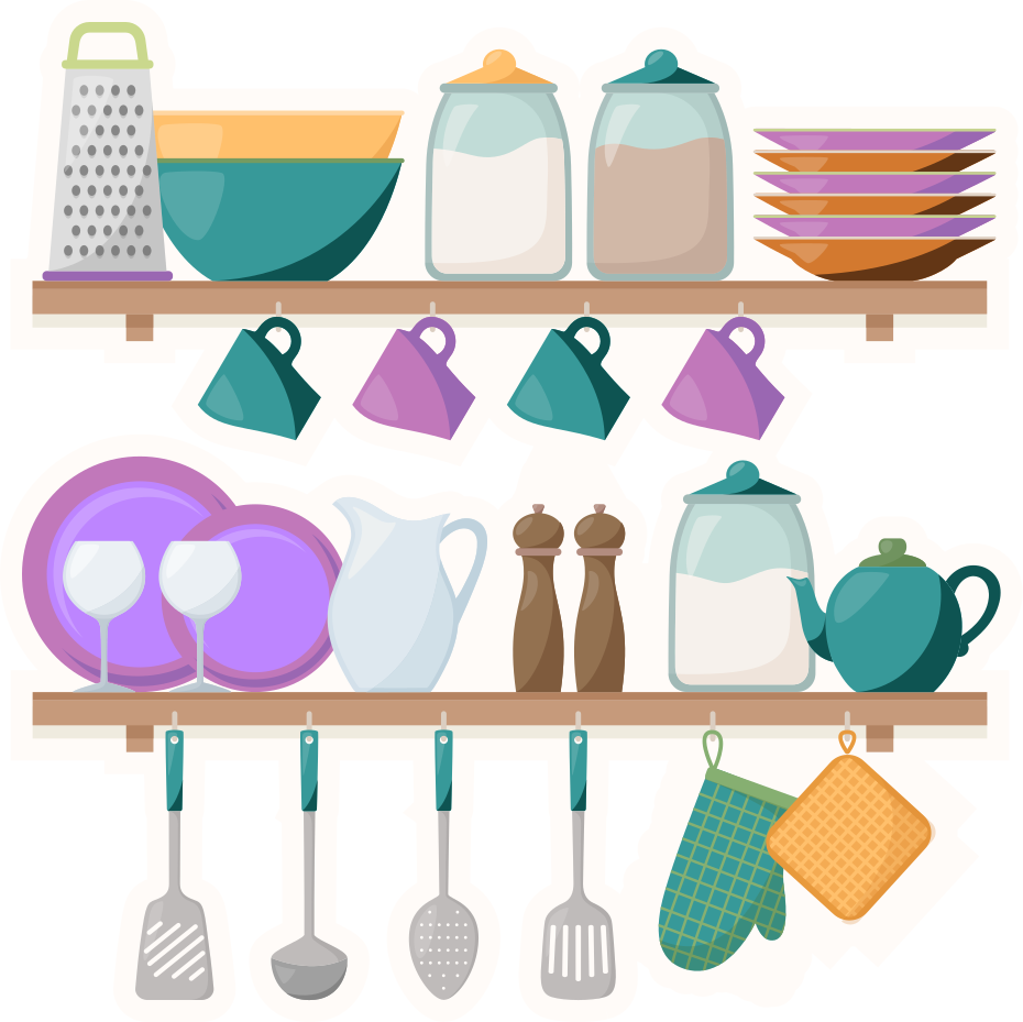 Kitchen vinyl mat for kitchen shelves with utensils - TenStickers