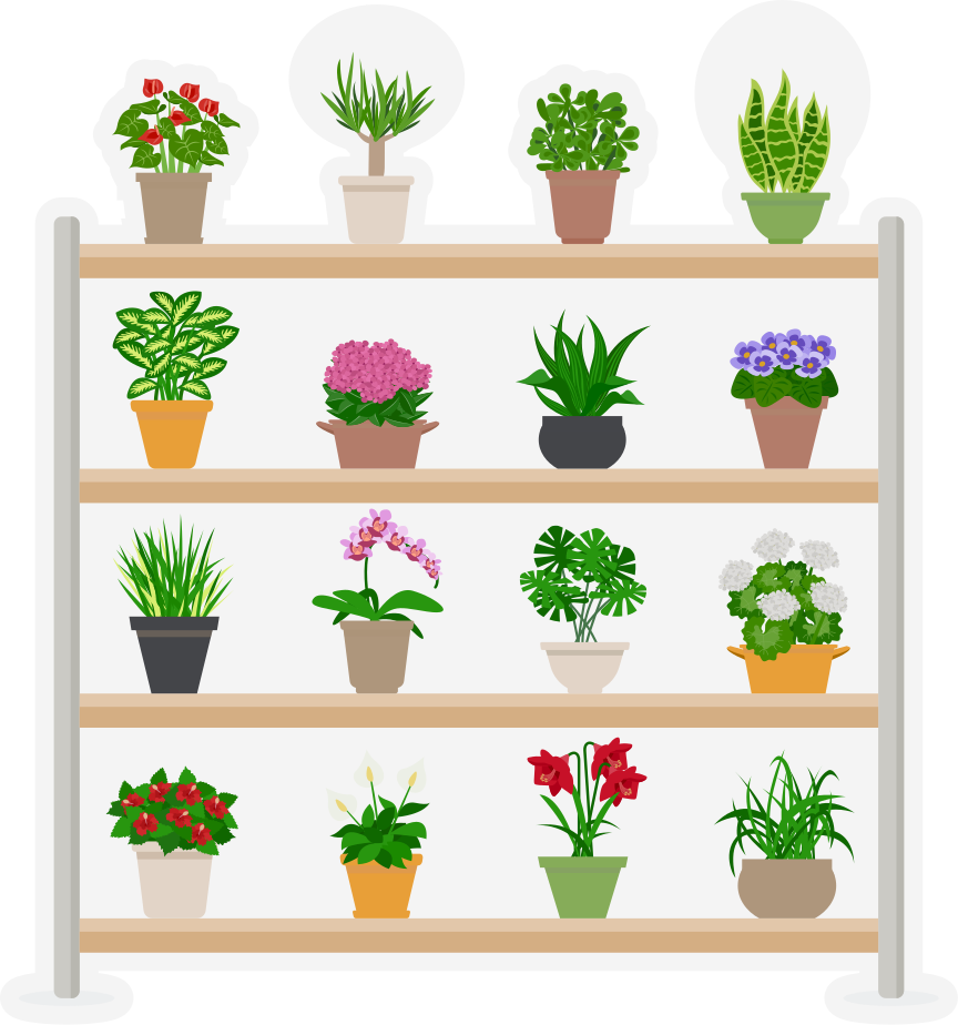 Kitchen vinyl mat with houseplants on shelves - TenStickers